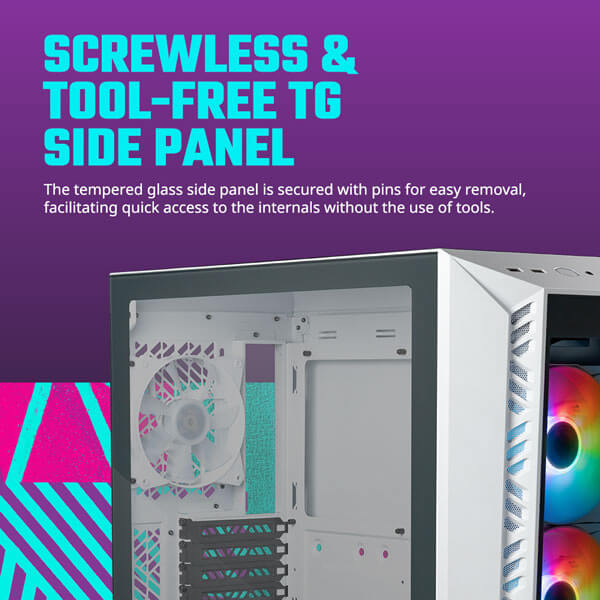 Cooler Master MasterBox 520 Mesh ARGB White E-ATX Mid Tower Case